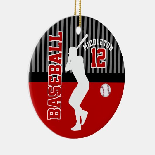 Baseball ⚾ Sport - Dark Red Keramisch Ornament (Rechts)