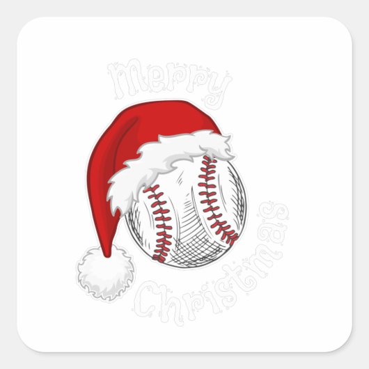 Baseball Sport fans Santa hat Christmas Xmas Vierkante Sticker (Voorkant)