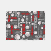 Baseball-sport grijs rode witte maataanduiding fleece deken (Voorkant (Horizontaal))
