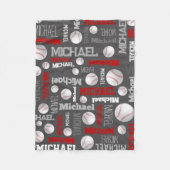 Baseball-sport grijs rode witte maataanduiding fleece deken (Voorkant)