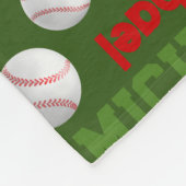 Baseball sport groen rood wit, naam fleece deken (Hoek)