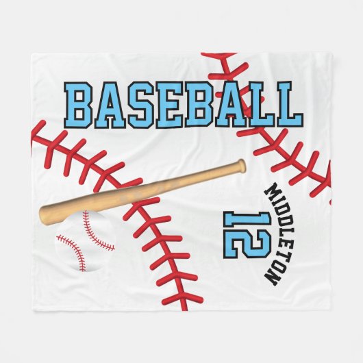 Baseball ⚾ Sport in Baby Blue Fleece Deken (Voorkant (Horizontaal))