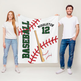 Baseball ⚾ Sport in Dark Green Fleece Deken
