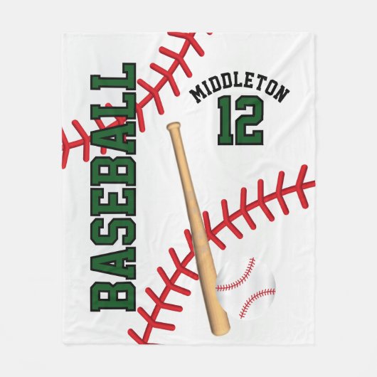 Baseball ⚾ Sport in Dark Green Fleece Deken (Voorkant)
