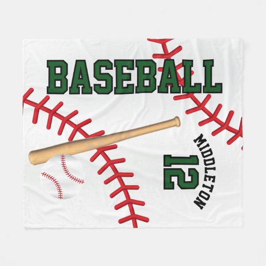Baseball ⚾ Sport in Dark Green Fleece Deken (Voorkant (Horizontaal))