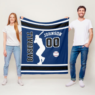 Baseball ⚾ Sport in donkerblauw, zwart en wit Fleece Deken