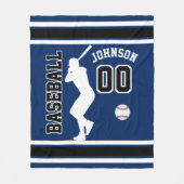 Baseball ⚾ Sport in donkerblauw, zwart en wit Fleece Deken (Voorkant)