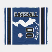 Baseball ⚾ Sport in donkerblauw, zwart en wit Fleece Deken (Voorkant (Horizontaal))