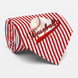 Baseball Sport in donkerrode en witte strepen Stropdas