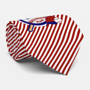 Baseball Sport in donkerrode en witte strepen Stropdas