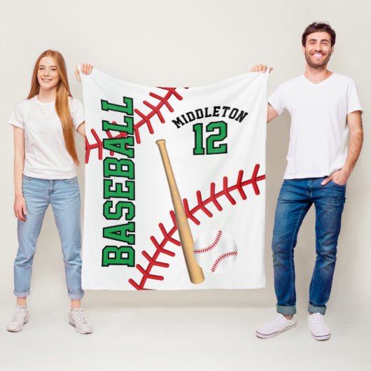 Baseball ⚾ Sport in Groen Fleece Deken (In situ)