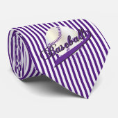 Baseball Sport in Paarse Stripes Stropdas (Opgerold)