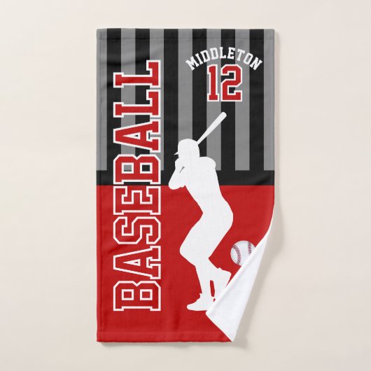 Baseball Sport in rood en zwart Handdoek (Handdoek)