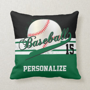 Baseball Sport   Naam en nummer DIY   Donkergroen Kussen