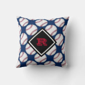 Baseball Sport Patroon Naam Rood Wit Blauw Kussen (Achterkant)