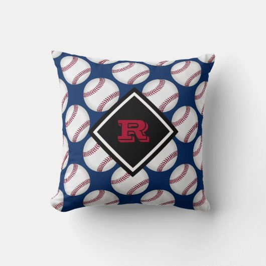 Baseball Sport Patroon Naam Rood Wit Blauw Kussen (Voorkant)