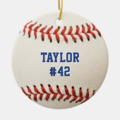 Baseball Sport Player Name Team Number Kerstmis Keramisch Ornament (Voorkant)