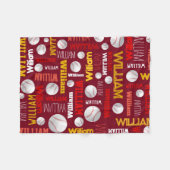 Baseball sport rood wit goud William custom Fleece Deken (Voorkant (Horizontaal))