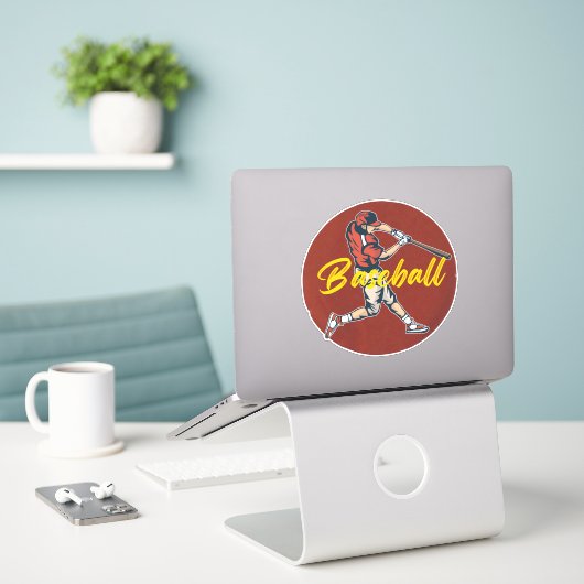 Baseball Sport Sticker (Laptop op bureau)