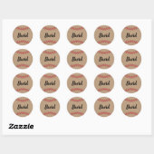 Baseball Sport Thema met naam Rustic Kraft Ronde Sticker (Vel)