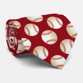 Baseball Sport Thema Pattern Coach Red Stropdas (Opgerold)