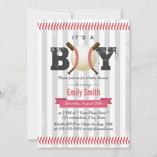 Baseball Sport Theme Het is een Jongen Baby shower Kaart (Voorkant)