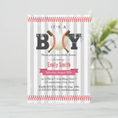 Baseball Sport Theme Het is een Jongen Baby shower Kaart (Staand voorkant)