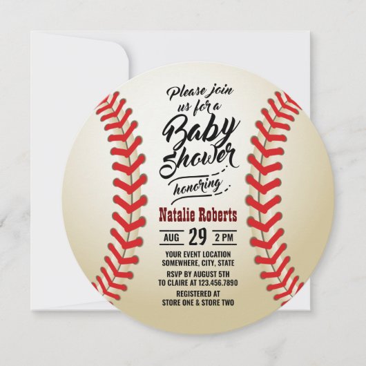 Baseball Sport Theme Typografie Baby shower Kaart (Voorkant)