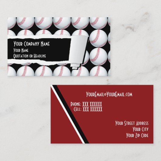 Baseball Sport Visitekaartje (Voorkant / Achterkant)