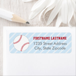 Baseball-sport voor blauw en rood retouradres etiket