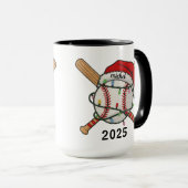 Baseball Sporten Kerst 2025 Mok | Aangepaste Naam (Voorkant rechts)