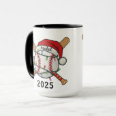 Baseball Sporten Kerst 2025 Mok | Aangepaste Naam (Voorkant links)
