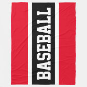 BASEBALL Sportief Helder Rood Zwart Wit Strepen Fleece Deken (Voorkant)