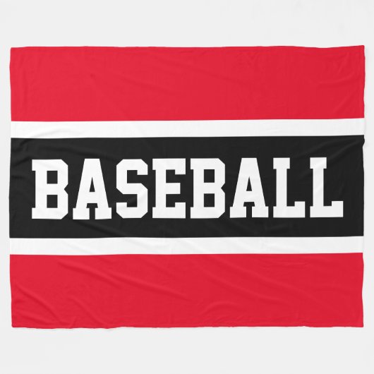 BASEBALL Sportief Helder Rood Zwart Wit Strepen Fleece Deken (Voorkant (Horizontaal))
