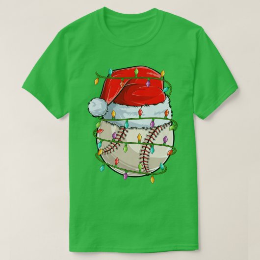 Baseball Sportlompen met kerstlampje Santa Basebal T-shirt (Design voorkant)