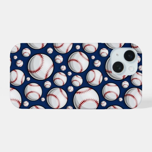 Baseball Sportpatroon iPhone 15 Case (Achterkant horizontaal)
