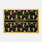 Baseball Sportpitcher Baseball Gold Black Deurmat (Voorkant)