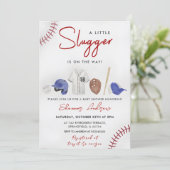 Baseball Sports Baby shower Slugger Invitation Kaart (Staand voorkant)