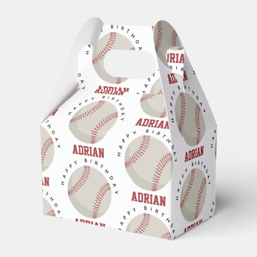 Baseball Sports Birthday Party Custom Name Bedankdoosjes (Voorkant Zijde)