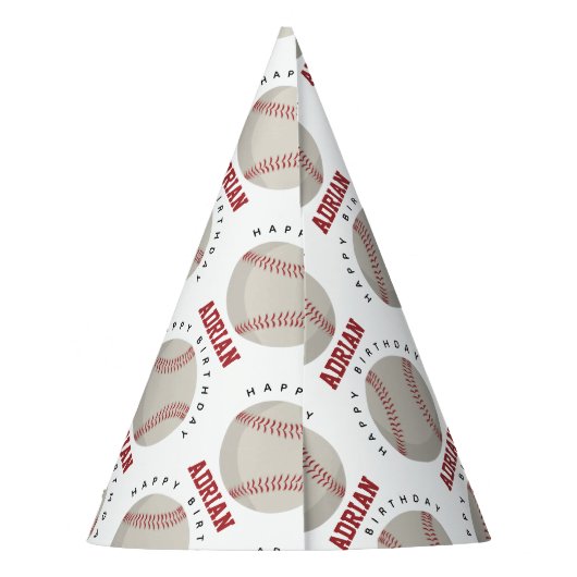 Baseball Sports Birthday Party Custom Name Feesthoedjes (Achterkant)