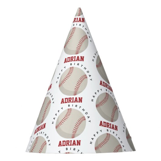 Baseball Sports Birthday Party Custom Name Feesthoedjes (Voorkant)