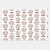 Baseball Sports Birthday Party Custom Name Inpakpapier Vel (Voorkant 2)
