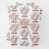 Baseball Sports Birthday Party Custom Name Inpakpapier Vel (In situ)