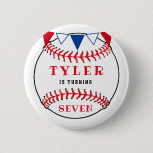 Baseball Sports Birthday Ronde Button 5,7 Cm