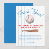 Baseball Sports Boy Baby shower Bedankkaart (Voorkant / Achterkant)