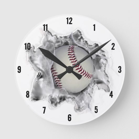 Baseball Sports Fan Round Clock Ronde Klok (Voorkant)