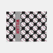 Baseball Sports Gepersonaliseerd zwart-wit rood Fleece Deken (Voorkant (Horizontaal))