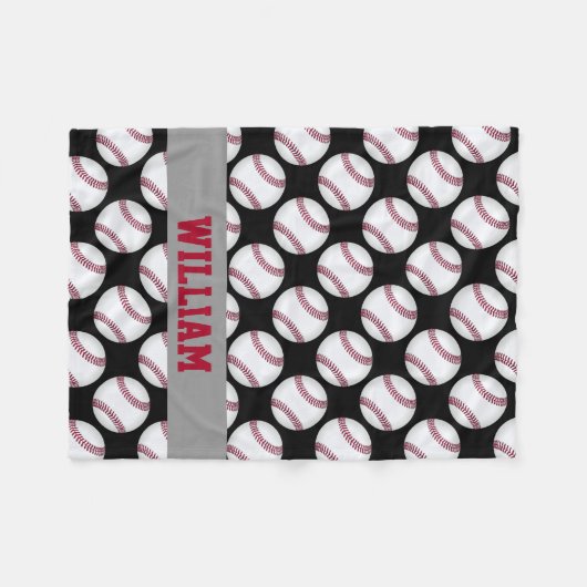 Baseball Sports Gepersonaliseerd zwart-wit rood Fleece Deken (Voorkant (Horizontaal))