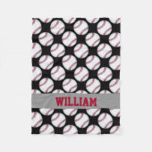 Baseball Sports Gepersonaliseerd zwart-wit rood Fleece Deken (Voorkant)