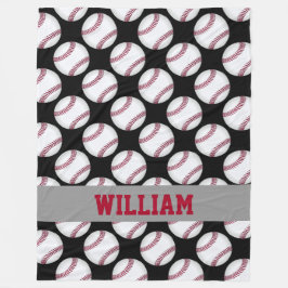 Baseball Sports Gepersonaliseerd zwart-wit rood Fleece Deken